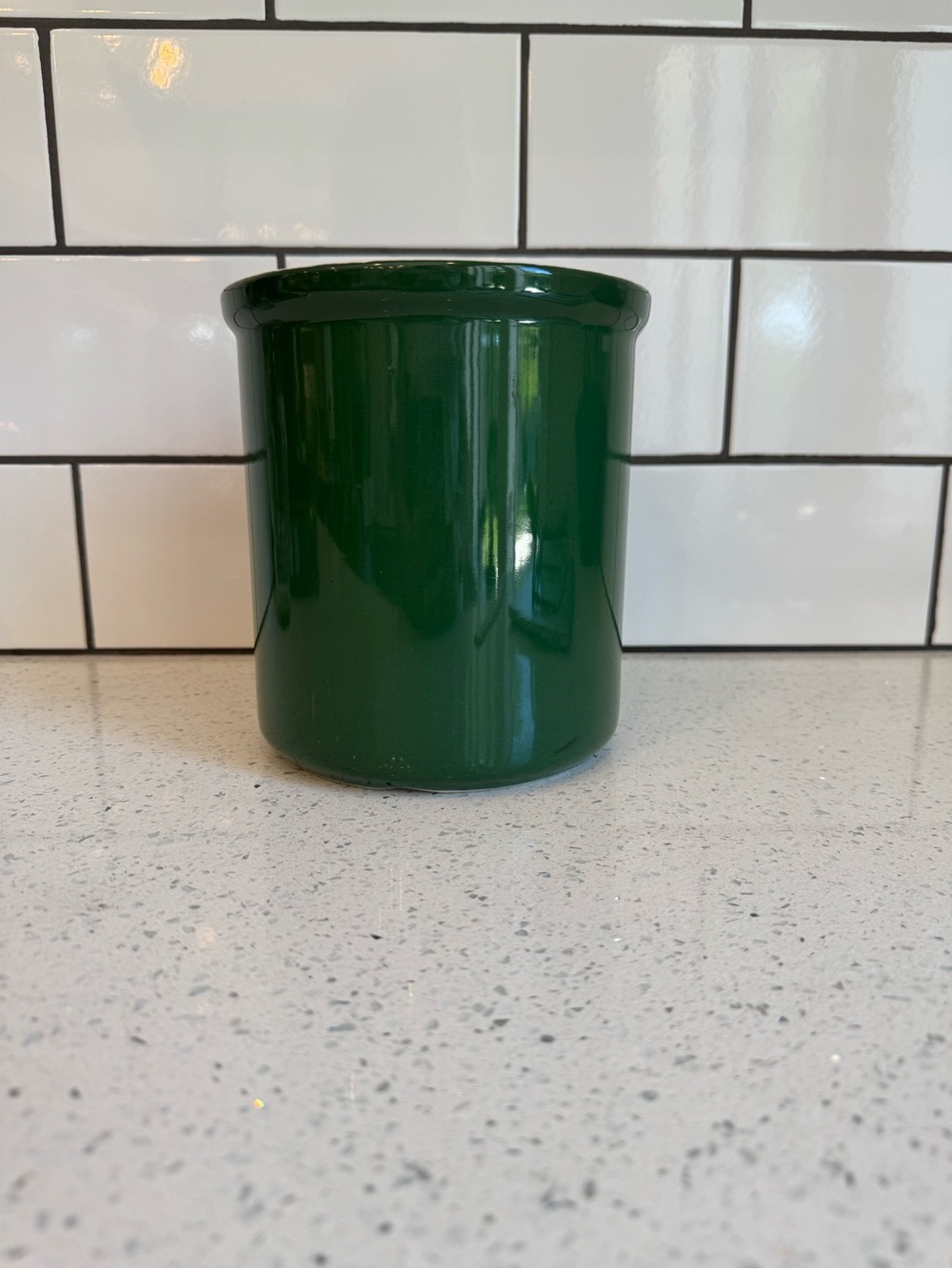 Vintage Hall Crock #302 Green Forest Large Utensil Crock EUC